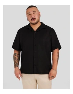 Luxe Linen Boxy Fit Shirt in Black