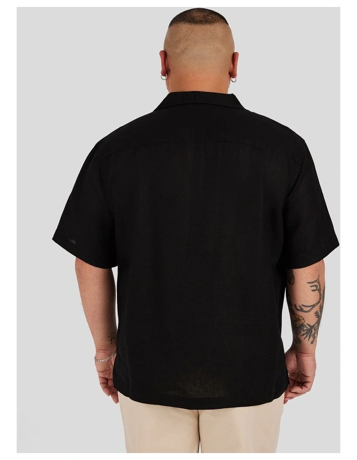 Luxe Linen Boxy Fit Shirt in Black image 2