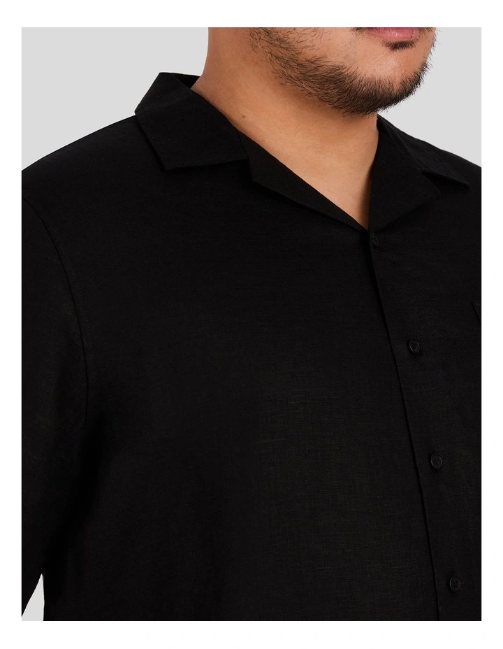 Luxe Linen Boxy Fit Shirt in Black image 3