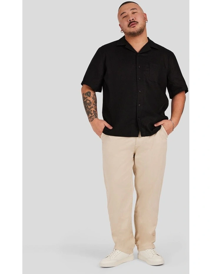 Luxe Linen Boxy Fit Shirt in Black image 4