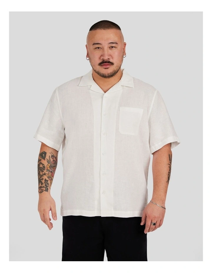 Luxe Linen Boxy Fit Shirt in White image 1