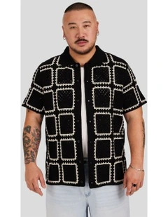 Crochet Knit Shirt in Black