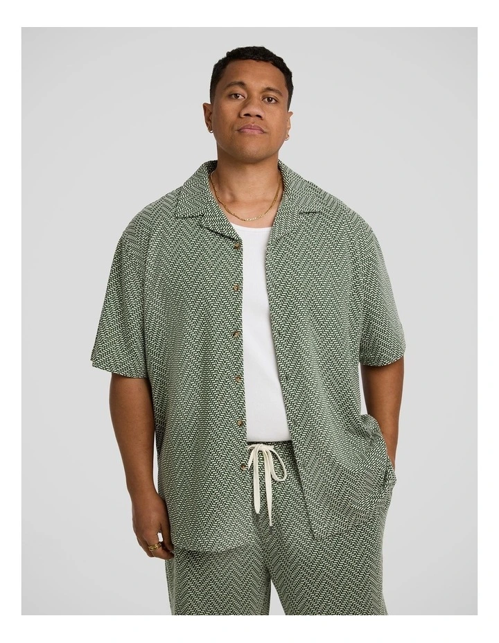 Ziggy Jacquard Relaxed Shirt in Green image 1