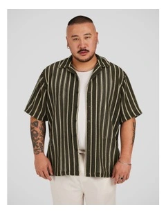 Jungle Stripe Relaxed Shirt in Dark Green