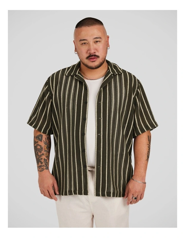 Jungle Stripe Relaxed Shirt in Dark Green image 1