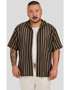 Jungle Stripe Relaxed Shirt in Dark Green