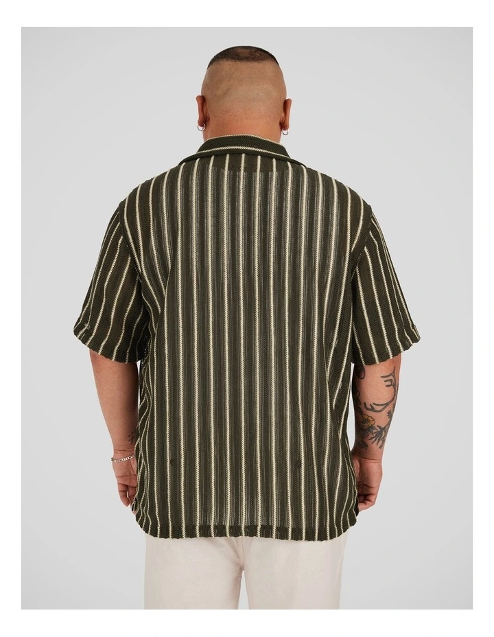 Jungle Stripe Relaxed Shirt in Dark Green image 2