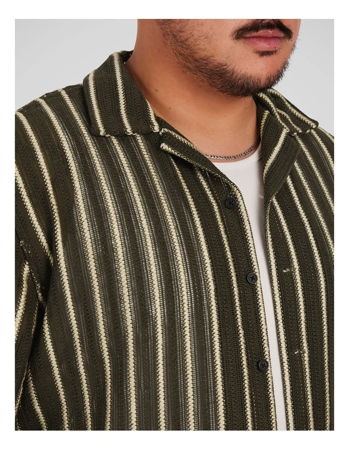 Jungle Stripe Relaxed Shirt in Dark Green image 3