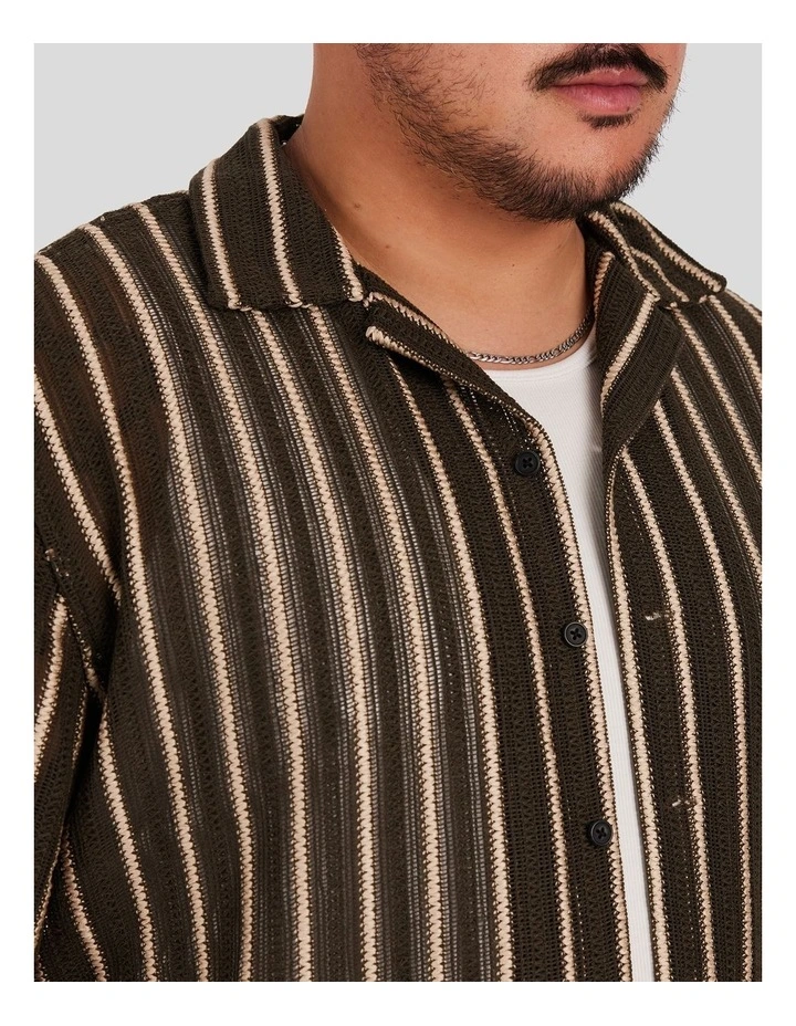 Jungle Stripe Relaxed Shirt in Dark Green image 3