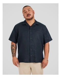 Luxe Linen Boxy Fit Shirt in Navy