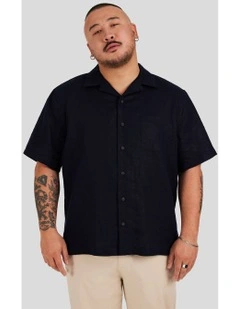 Luxe Linen Boxy Fit Shirt in Navy
