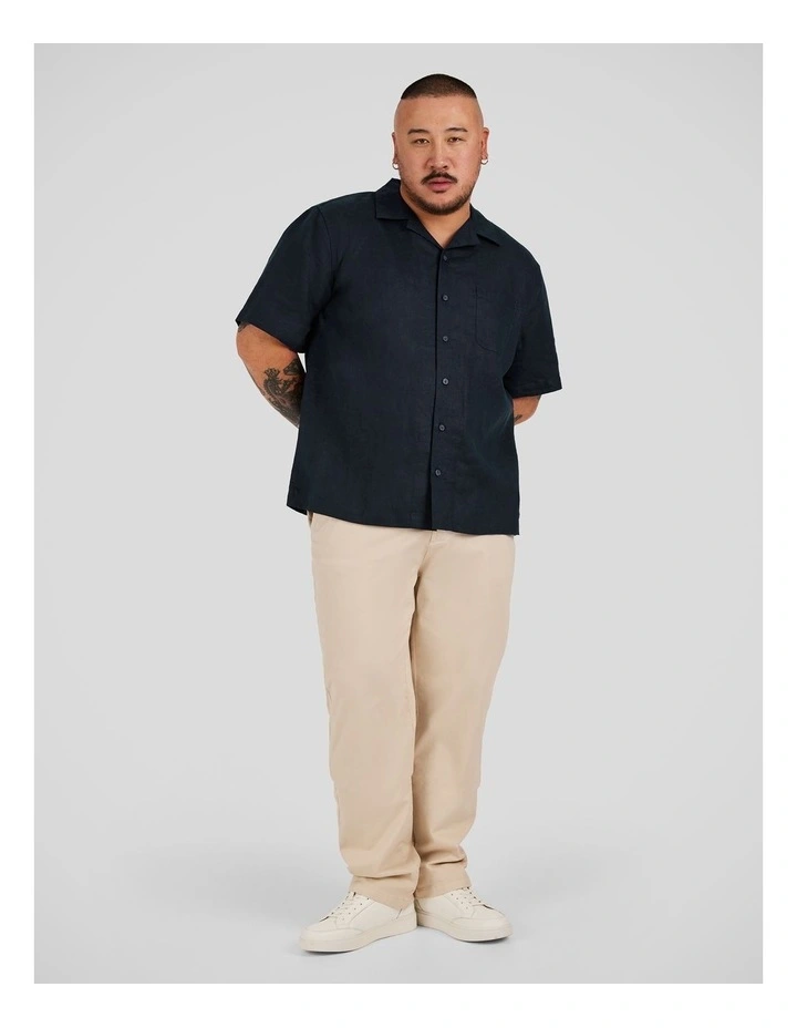 Luxe Linen Boxy Fit Shirt in Navy image 4