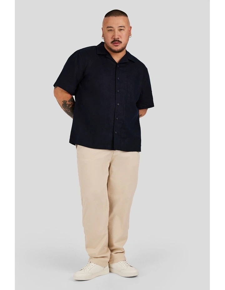 Luxe Linen Boxy Fit Shirt in Navy image 4