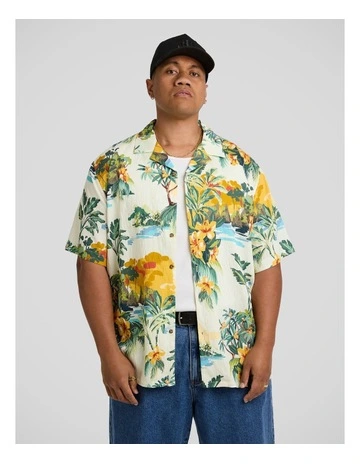 Paradise Palm Relaxed Shirt in Ecru