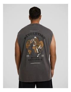 Easy Tiger Muscle Tee in Washed Grey