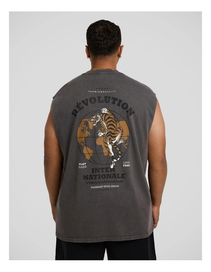 Easy Tiger Muscle Tee in Washed Grey image 1