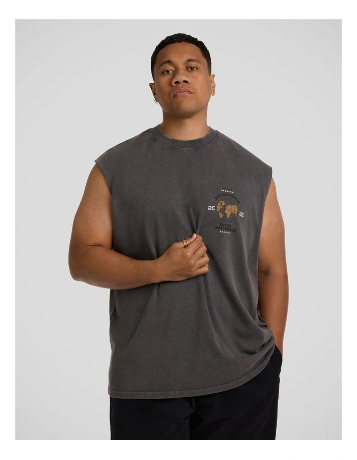 Easy Tiger Muscle Tee in Washed Grey image 2