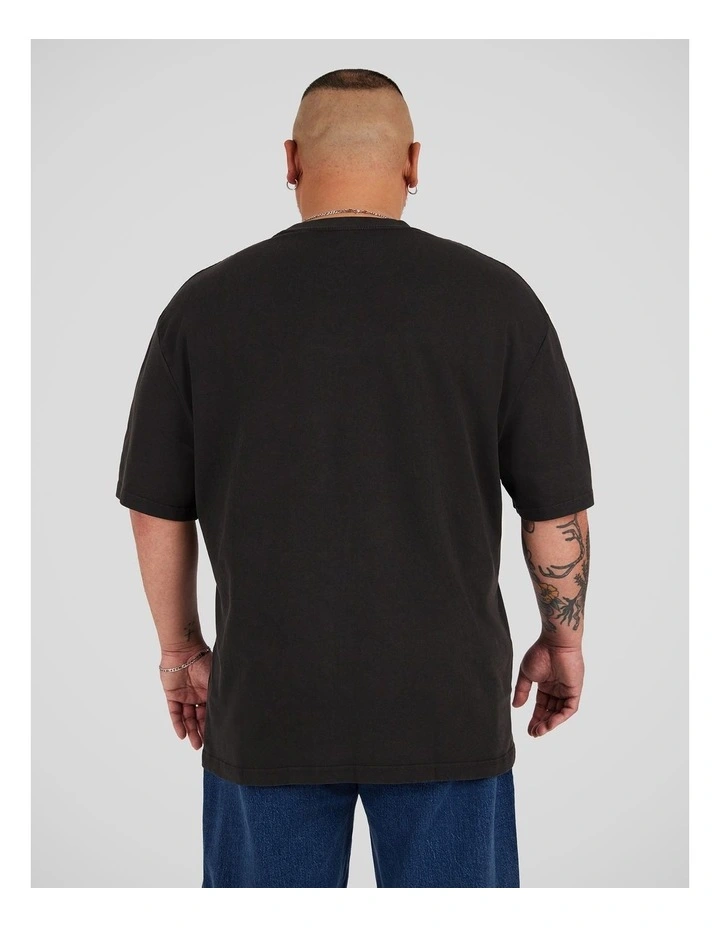 Acid Wash Embroided Relaxed Tee in Charcoal image 2