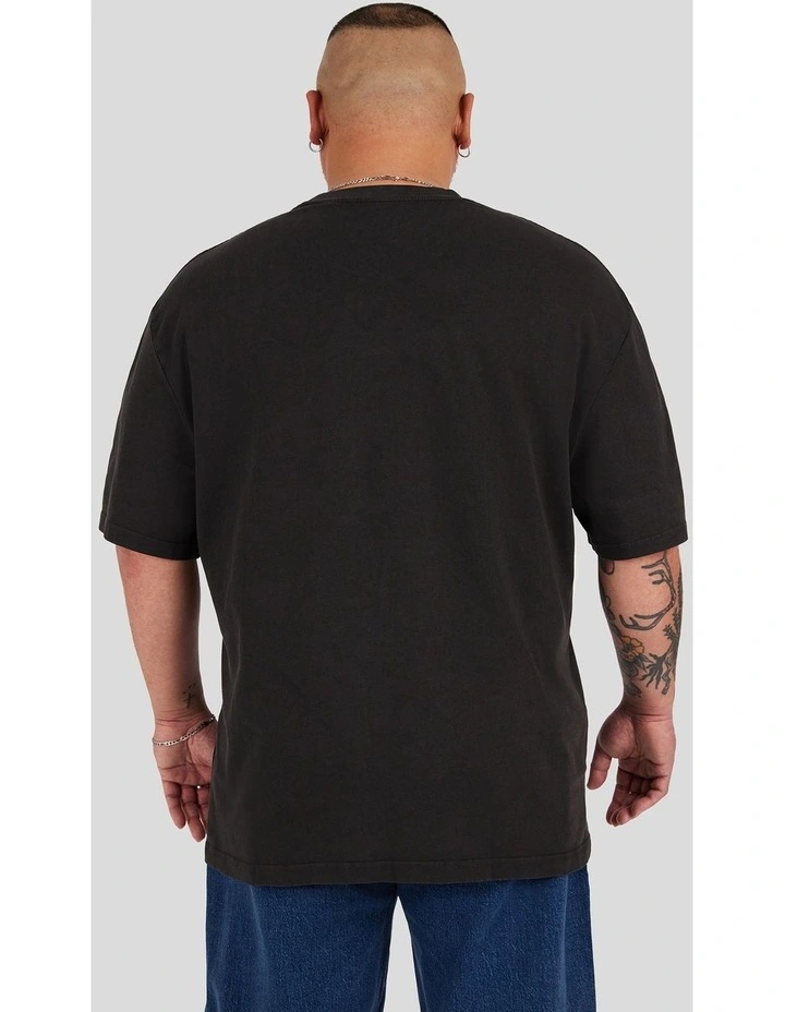 Acid Wash Embroided Relaxed Tee in Charcoal image 2