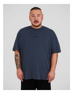 Acid Wash Embroided Relaxed Tee in Ink