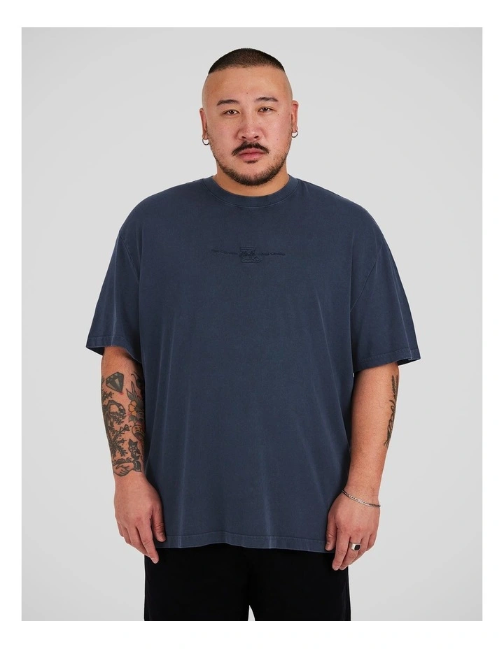 Acid Wash Embroided Relaxed Tee in Ink image 1
