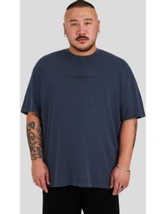 Acid Wash Embroided Relaxed Tee in Ink
