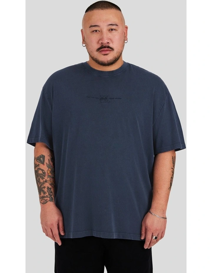 Acid Wash Embroided Relaxed Tee in Ink image 1