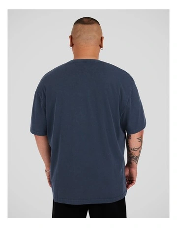 Acid Wash Embroided Relaxed Tee in Ink