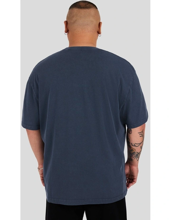 Acid Wash Embroided Relaxed Tee in Ink image 2
