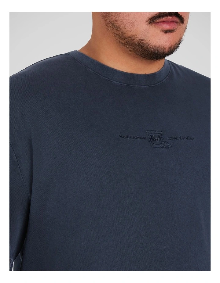 Acid Wash Embroided Relaxed Tee in Ink image 3