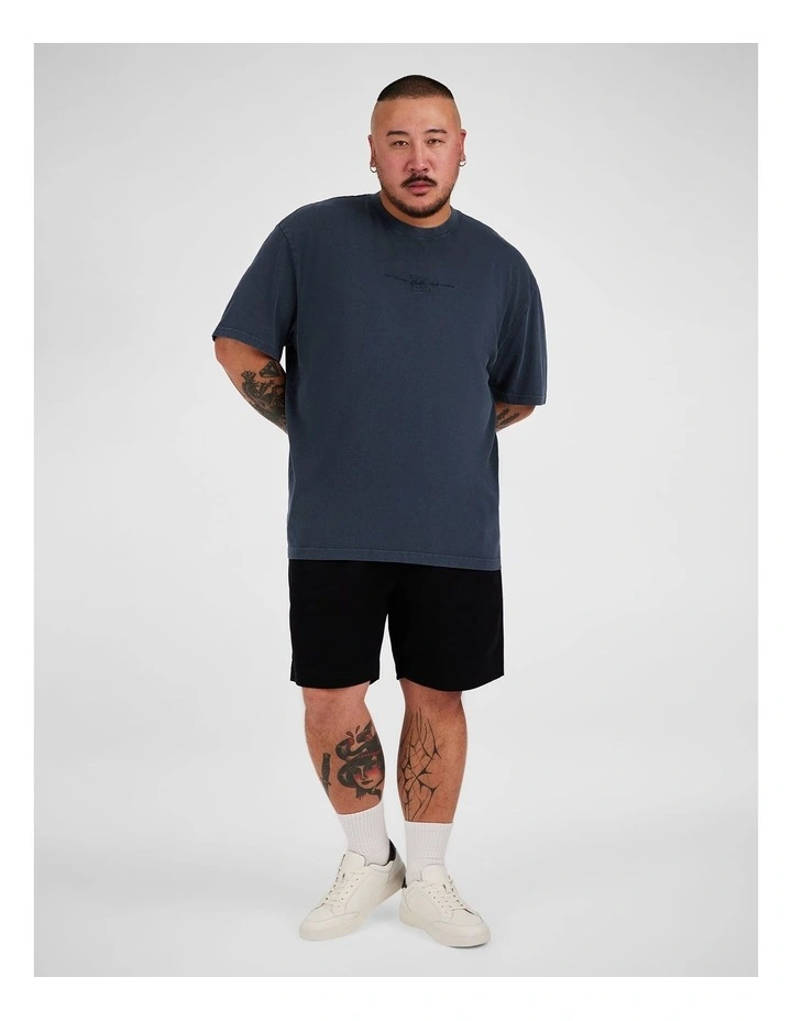 Acid Wash Embroided Relaxed Tee in Ink image 4