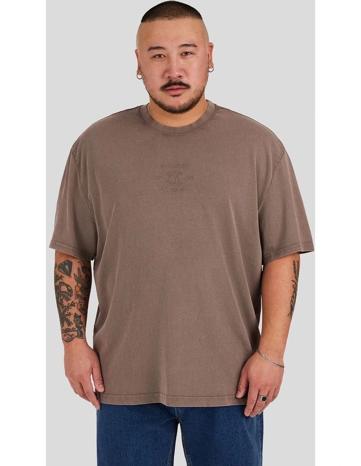 Acid Wash Embroided Relaxed tee in Latte image 1