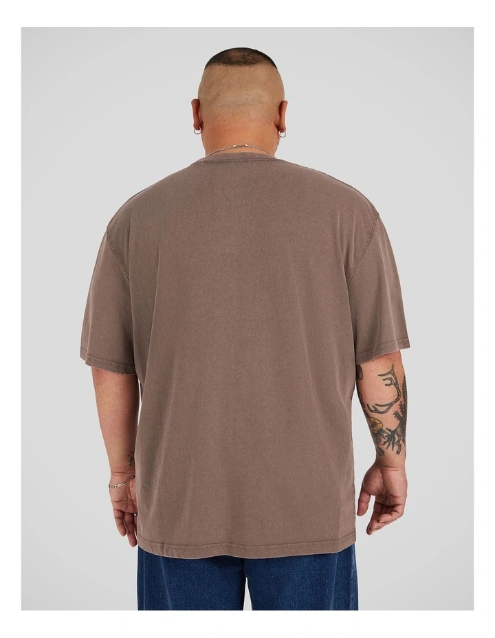 Acid Wash Embroided Relaxed Tee in Latte image 2