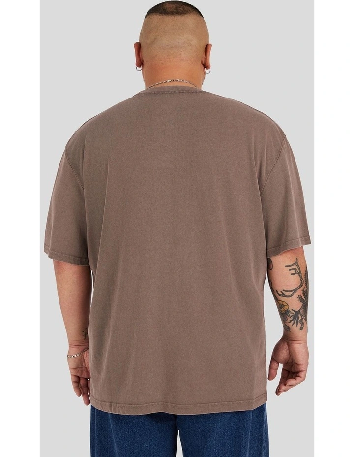 Acid Wash Embroided Relaxed tee in Latte image 2