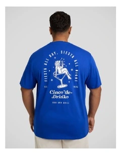 Cinco De Drinko Crew Neck Tee in Cobalt