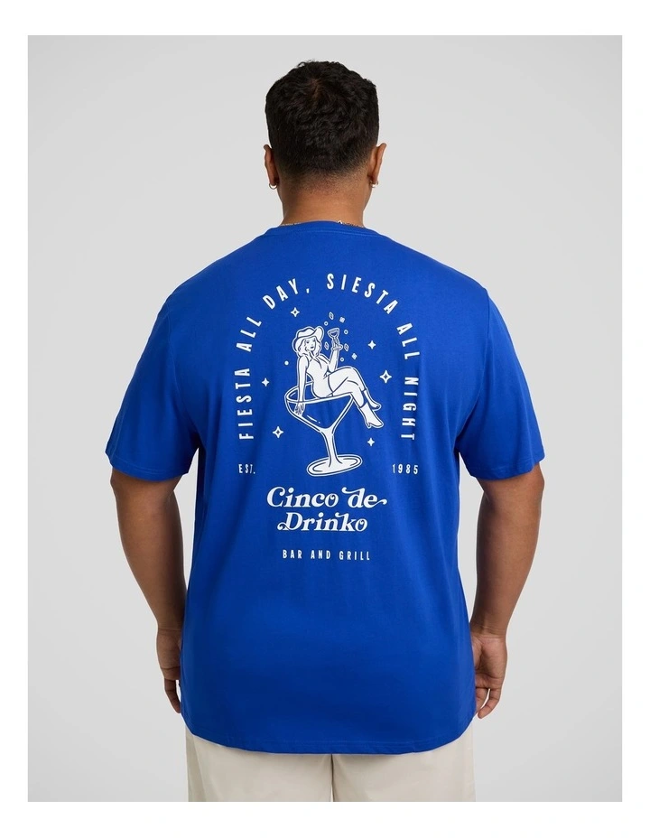 Cinco De Drinko Crew Neck Tee in Cobalt image 1