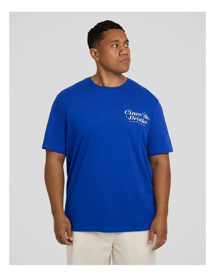 Cinco De Drinko Crew Neck Tee in Cobalt image 2
