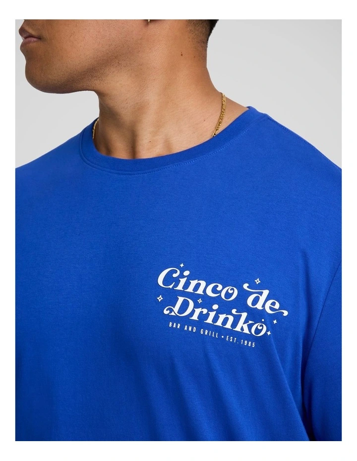 Cinco De Drinko Crew Neck Tee in Cobalt image 3