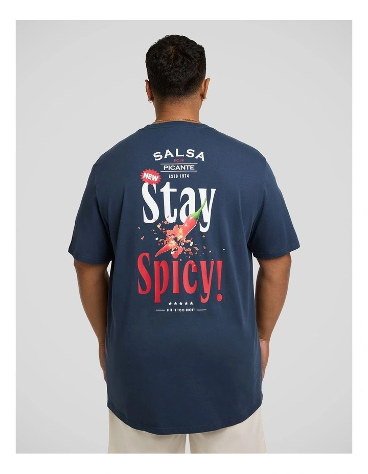 Stay Spicy Longline Tee in Navy image 1