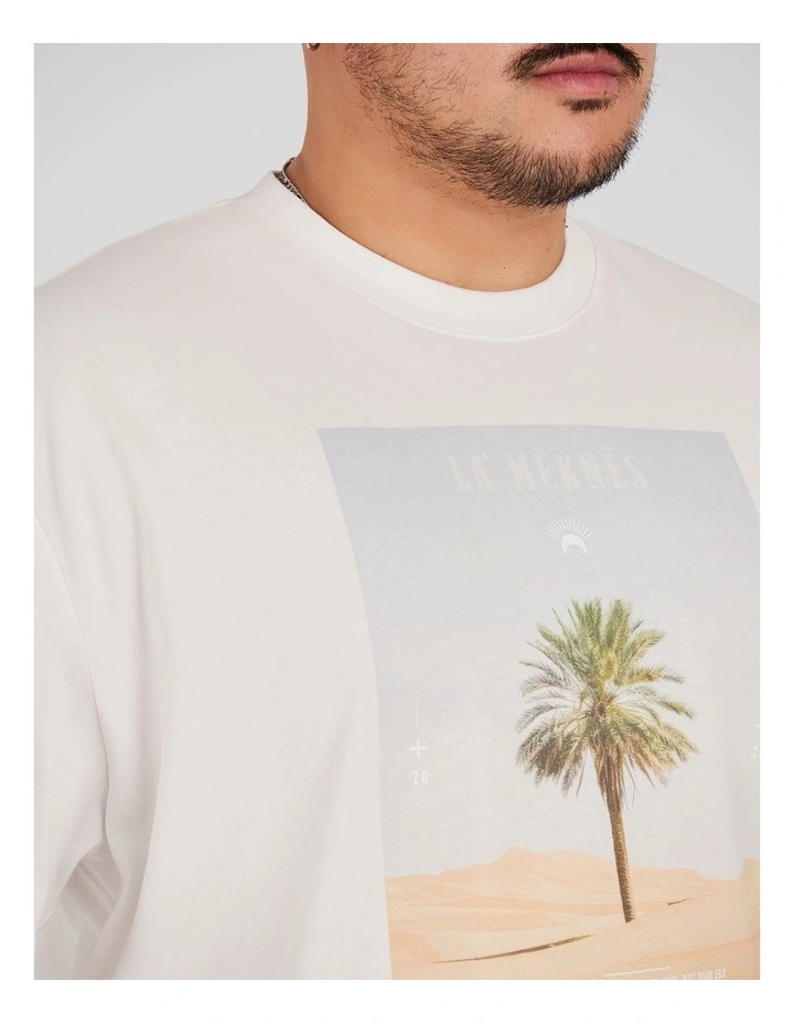 Oasis Palm Relaxed Tee in White image 3