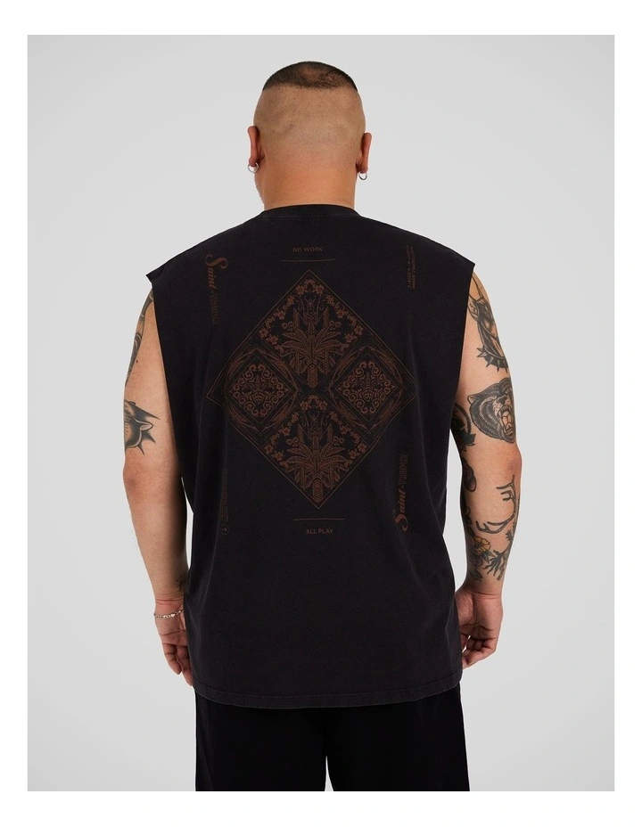 Diamond Muscle Tee in Washed Black image 1