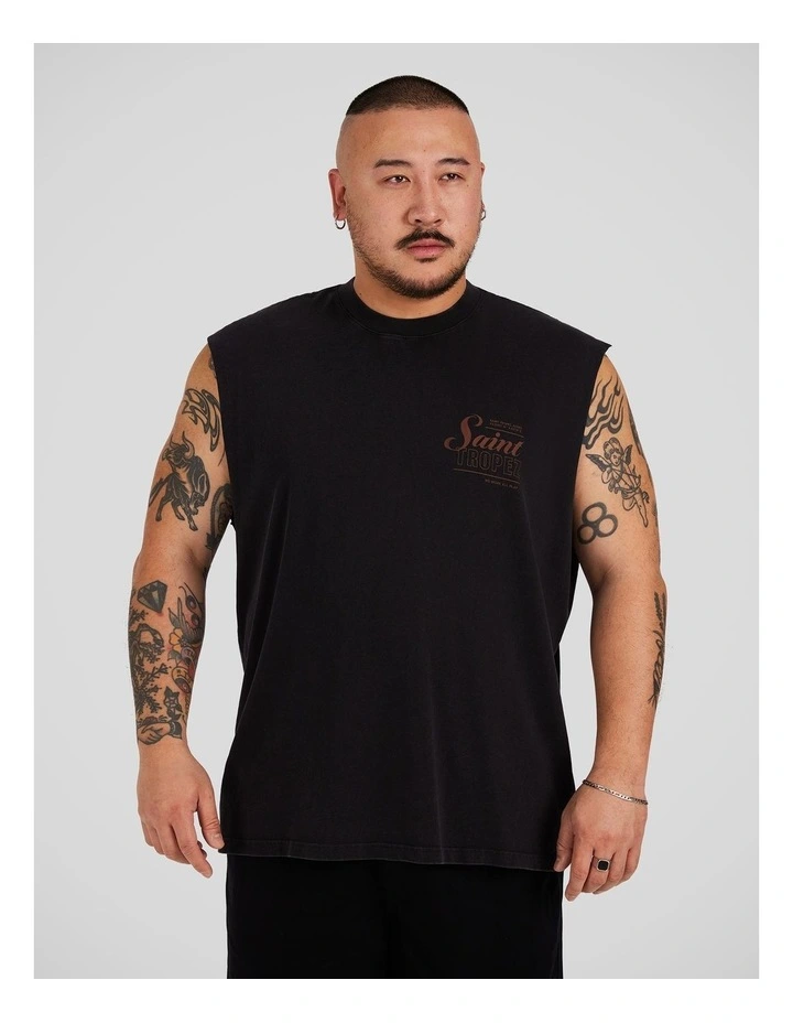 Diamond Muscle Tee in Washed Black image 2