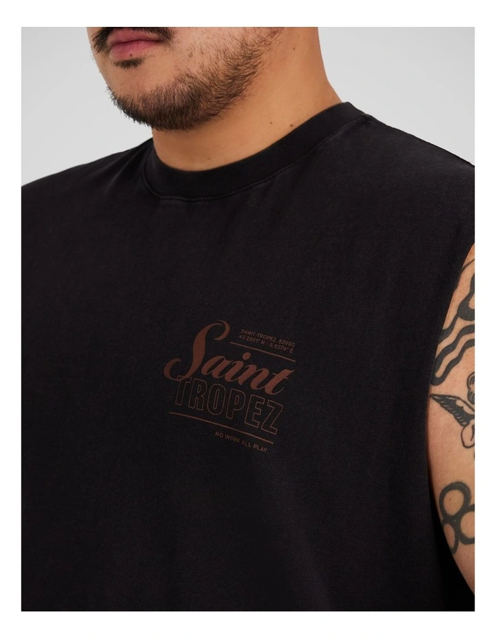 Diamond Muscle Tee in Washed Black image 3