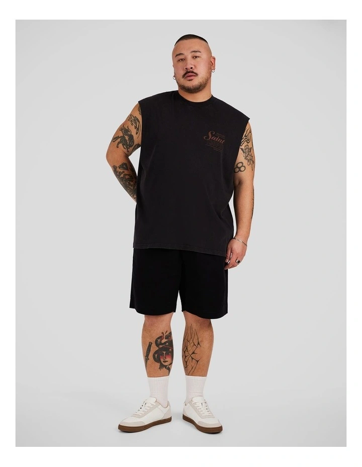 Diamond Muscle Tee in Washed Black image 4