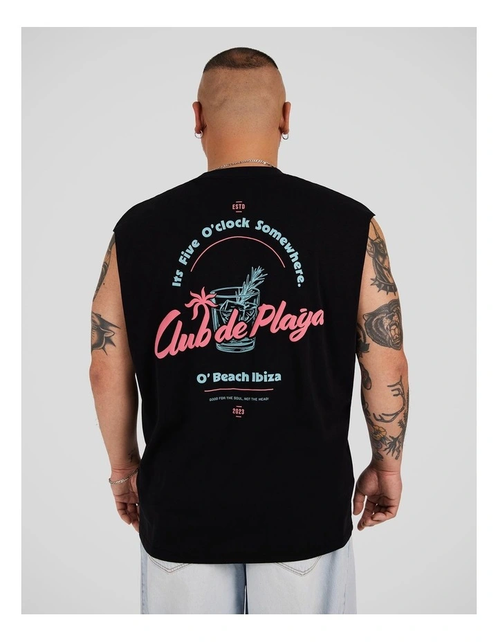 Club De Playa Muscle Tee in Black image 1