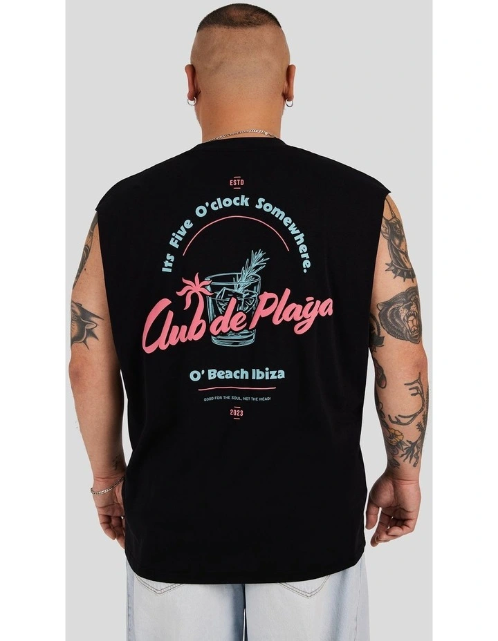 Club De Playa Muscle Tee in Black image 1