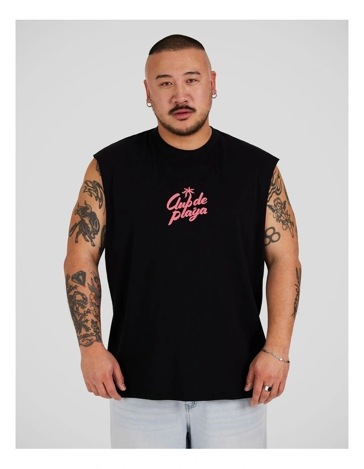 Club De Playa Muscle Tee in Black image 2