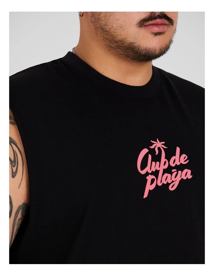 Club De Playa Muscle Tee in Black image 3