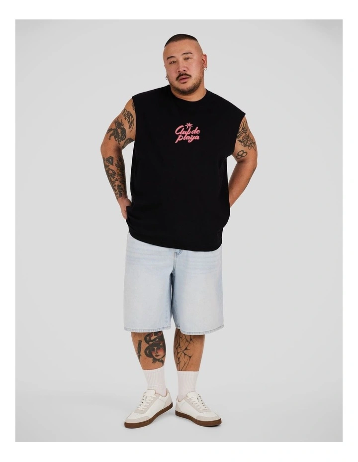 Club De Playa Muscle Tee in Black image 4