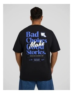 Bad Choices Crew Neck Tee in Black